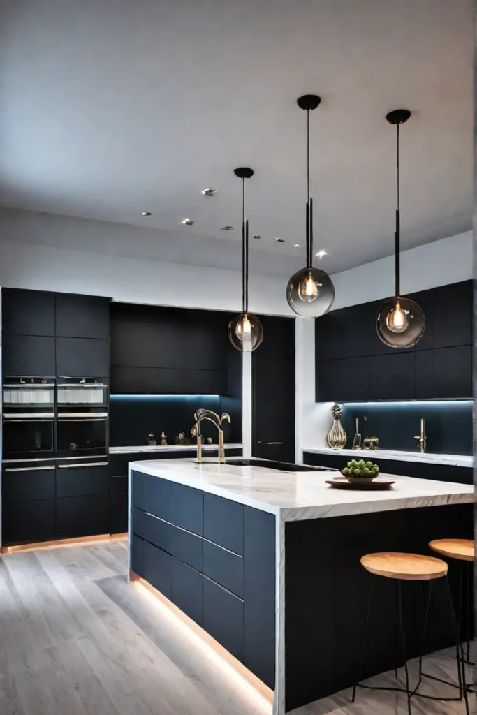 Kitchen with layered lighting