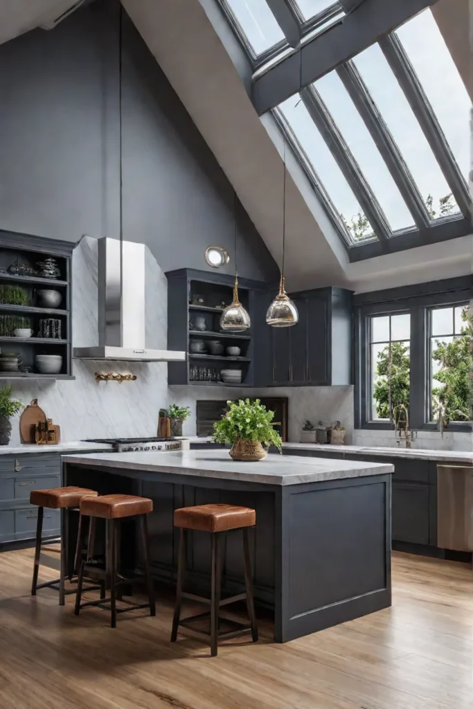 Kitchen with natural and artificial lighting