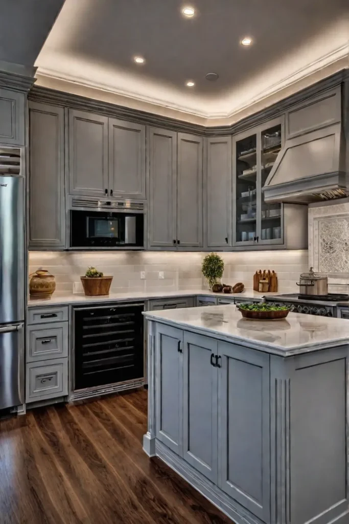 Kitchen with recessed and undercabinet lighting