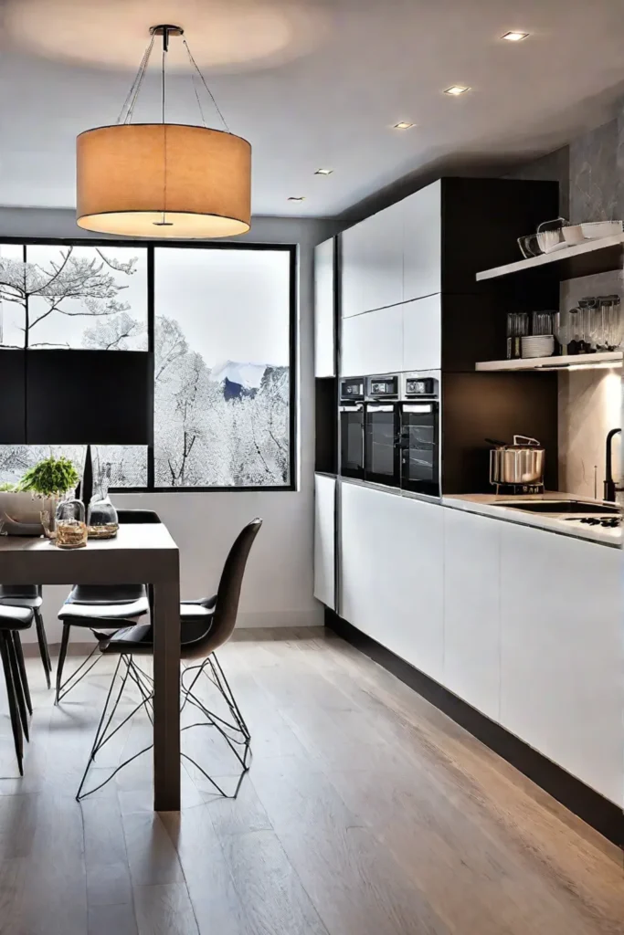 Kitchen with undercabinet and track lighting