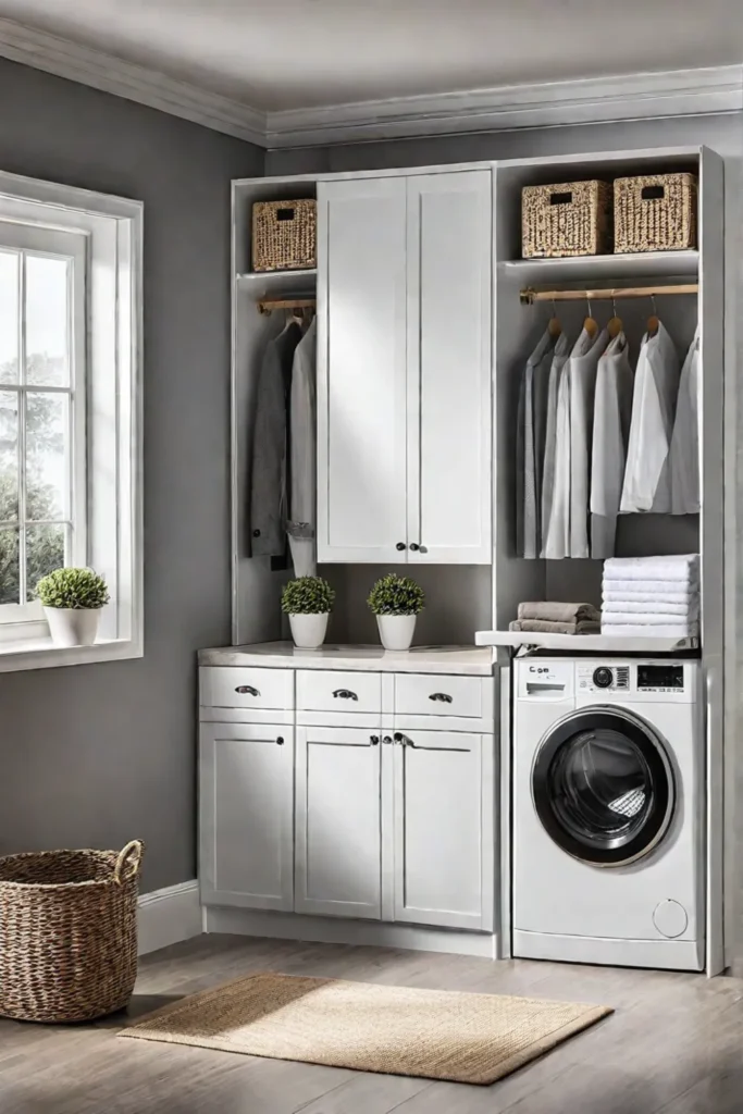 Laundry room with adjustable and builtin storage