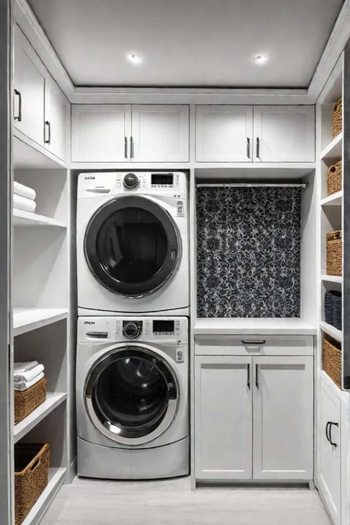 Laundry room with efficient cabinet storage