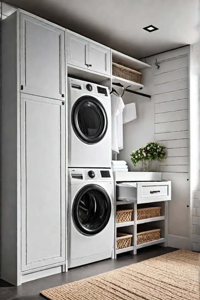 Laundry room with modular and stackable storage