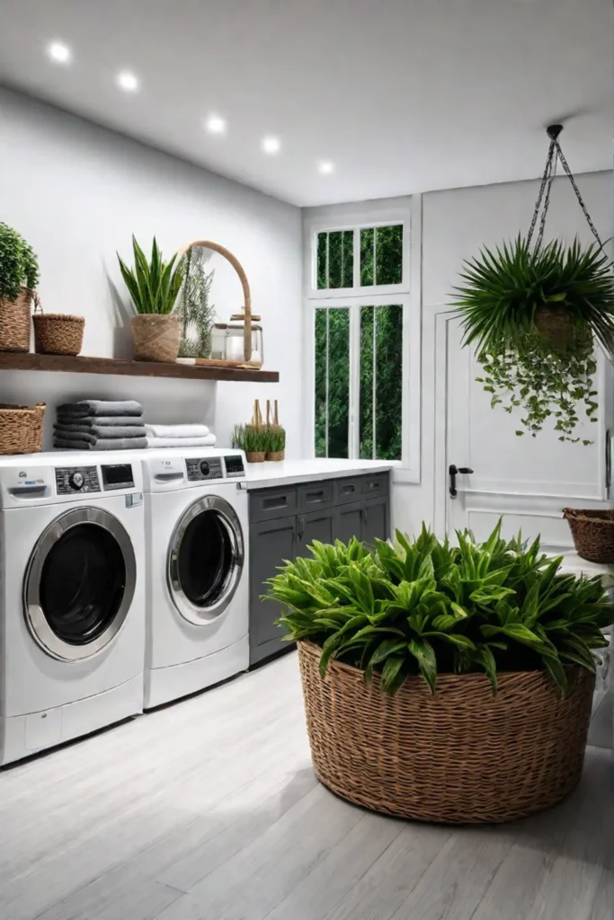 Laundry room with plants for a refreshing and ecofriendly touch