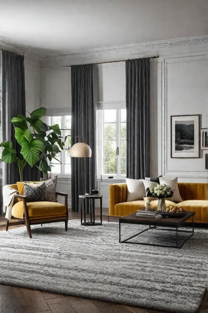 Living room showcasing a mix of textures and patterns for visual appeal