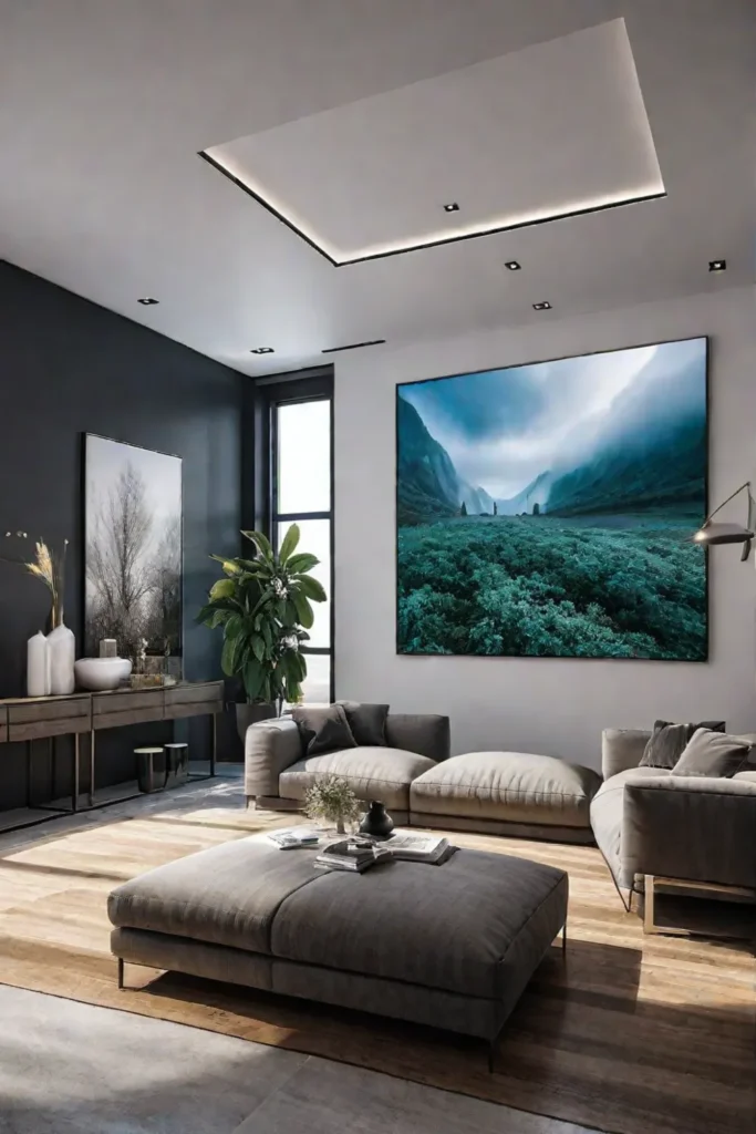 Living room with AIdriven wall decor