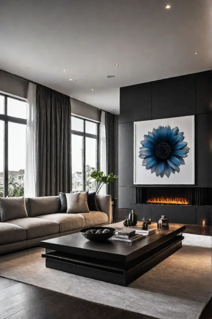 Living room with a statement artwork as a focal point