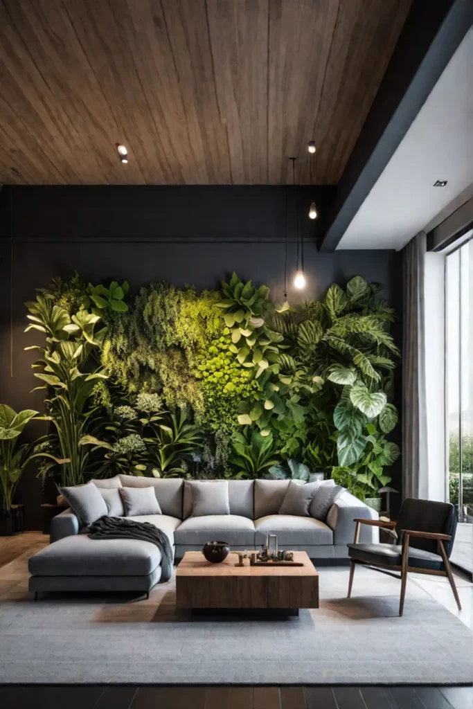 Living room with biophilic design elements