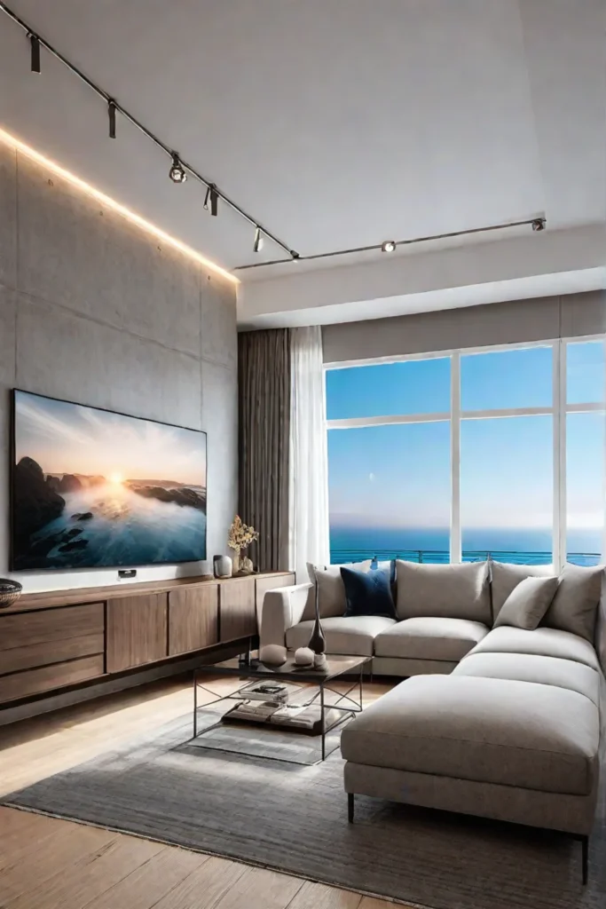 Living room with sectional sofa and gallery wall