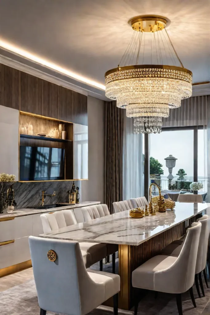 Luxurious kitchen with gold accents