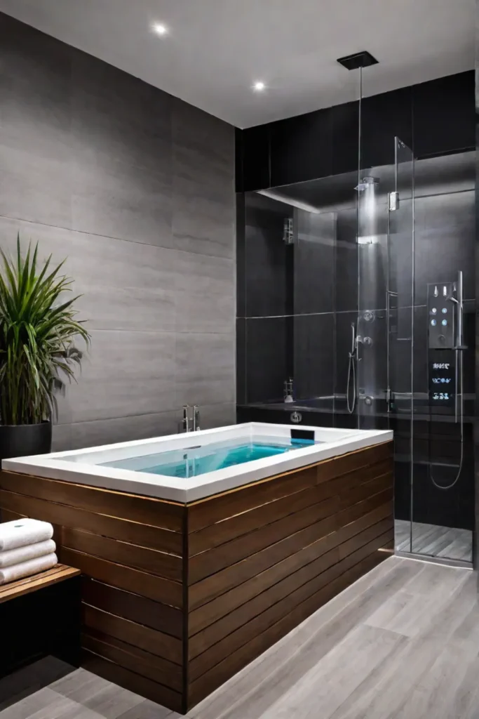 Luxury bathroom with a sauna steam shower and relaxation area