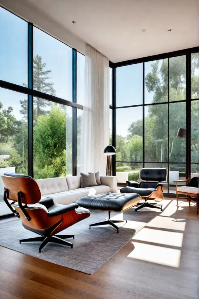 Midcentury modern inspired living room with budgetfriendly furniture