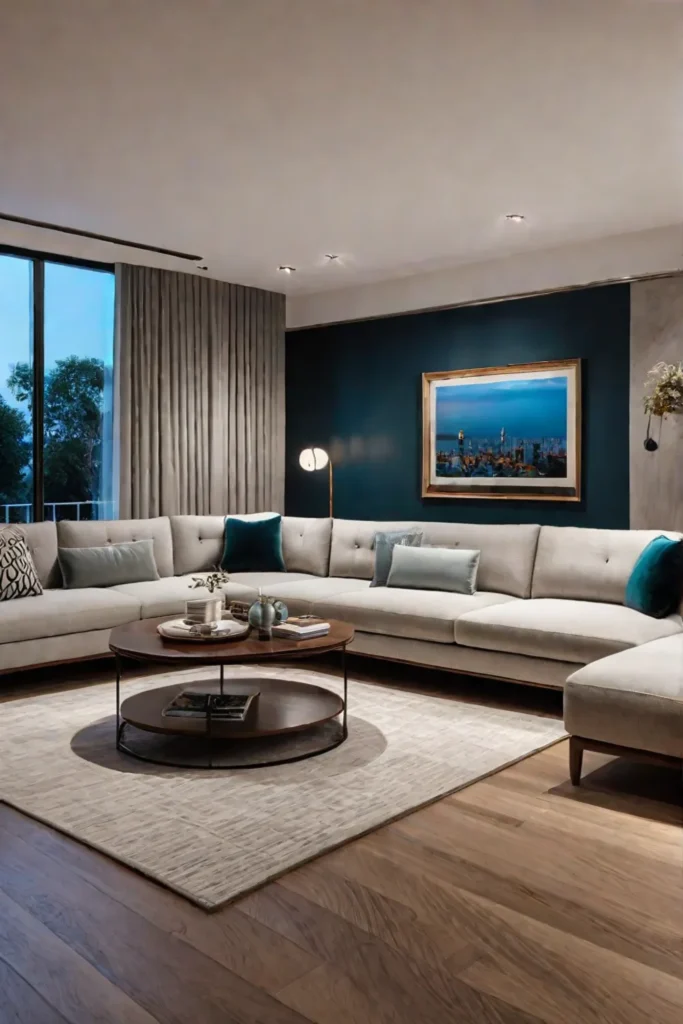 Midcentury modern living room with sectional sofa
