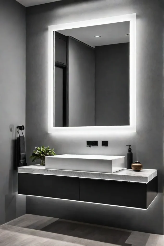 Minimalist bathroom vanity with floating countertop