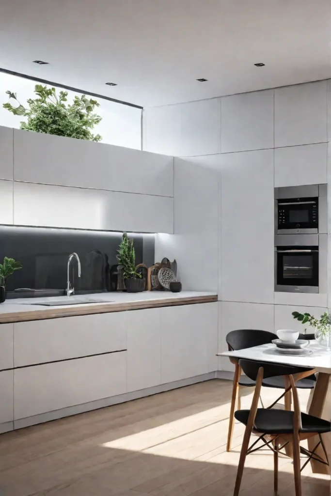 Minimalist kitchen with hidden smart appliances