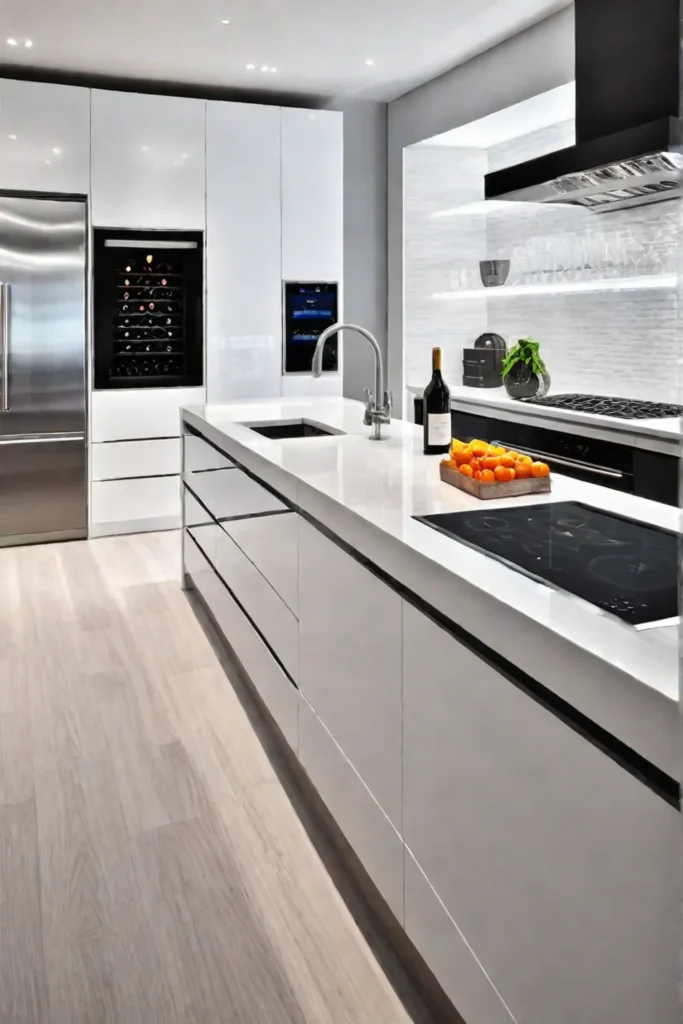 Minimalist kitchen with white cabinetry