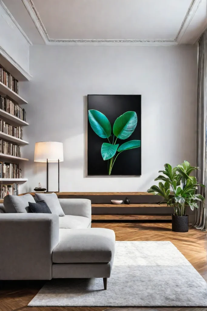 Minimalist living room with abstract painting