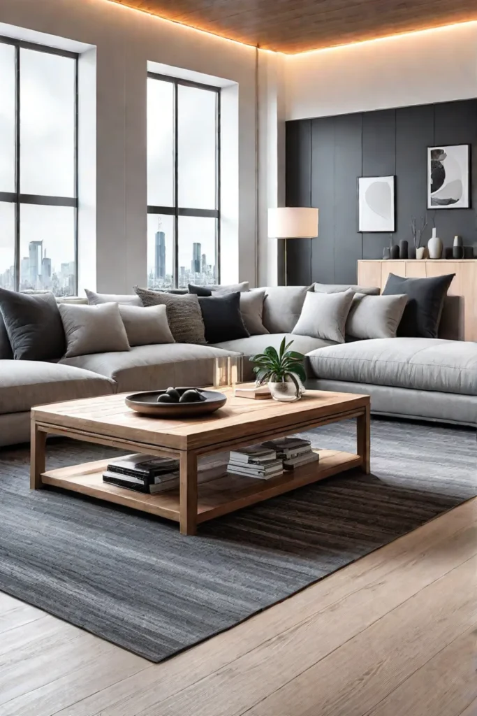 Minimalist living room with floor cushions