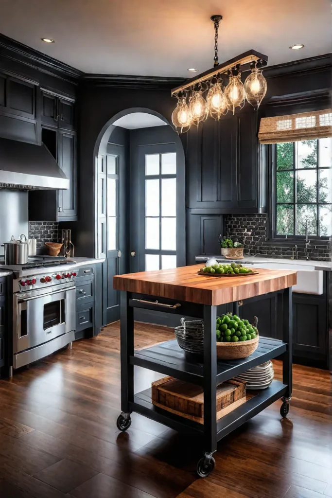 Mobile kitchen island with multipurpose functionality