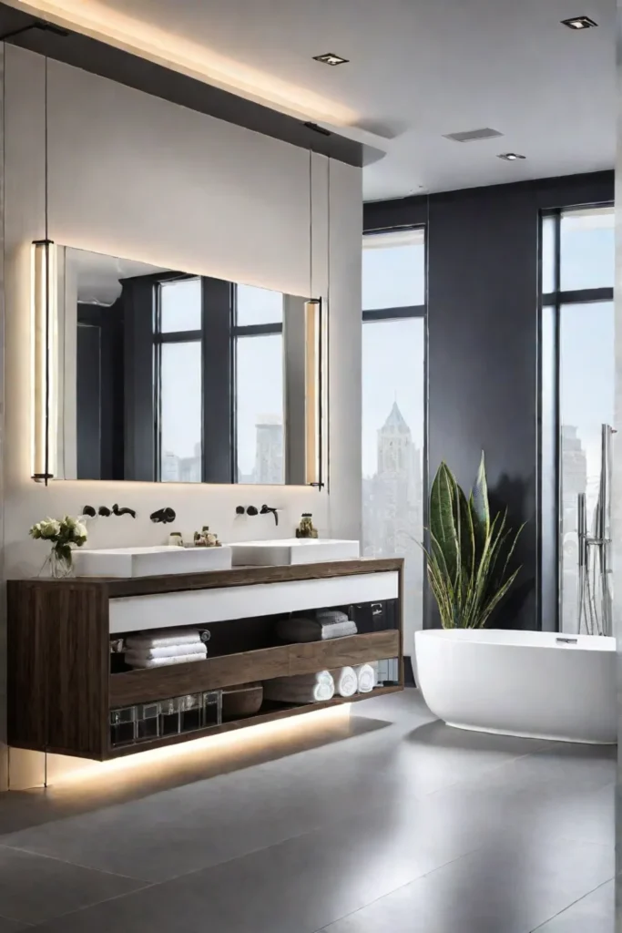 Modern bathroom with integrated smart features