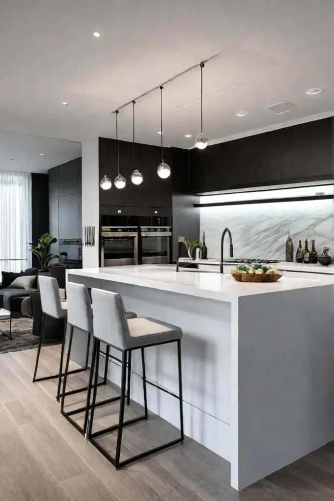 Modern kitchen with island and bar stools