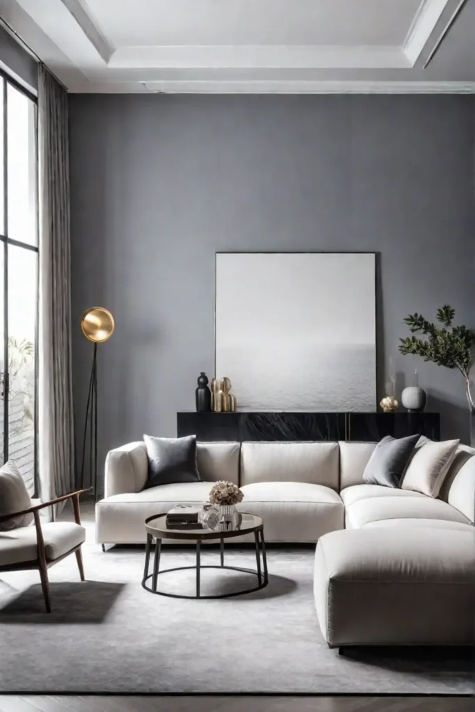 Modern modular sectional sofa in a minimalist living room