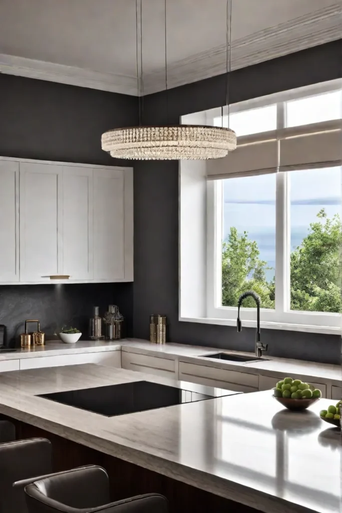 Modern kitchen with ambiance lighting