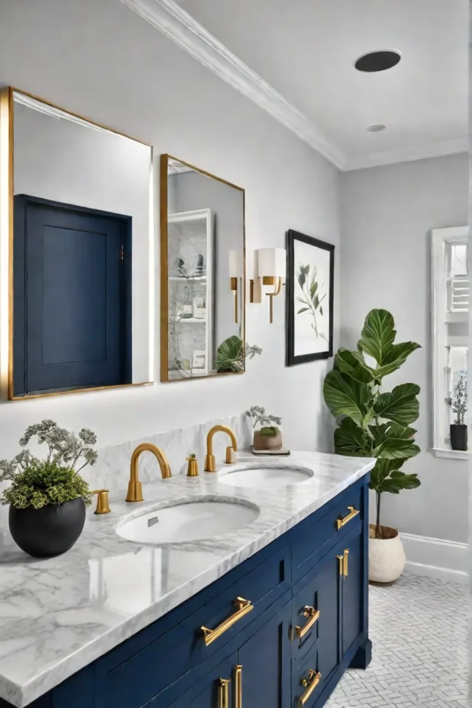 Navy blue bathroom vanity