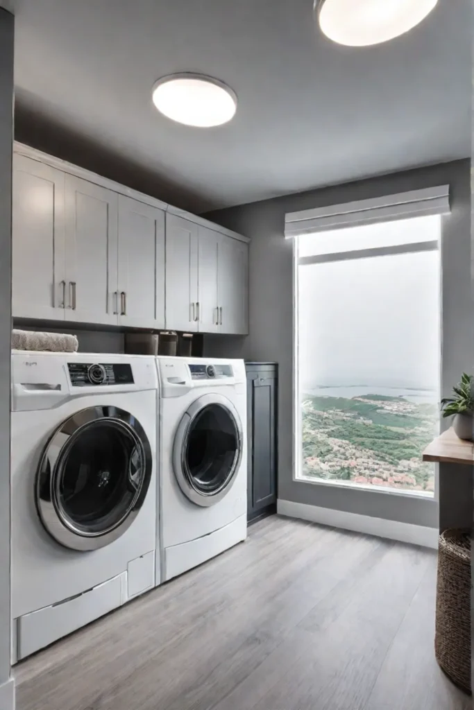 Opulent laundry room with luxurious storage
