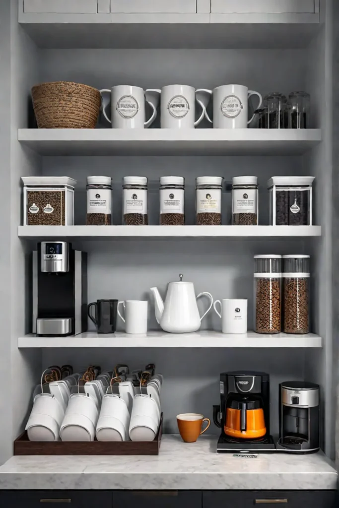 Organized coffee station in a kitchen