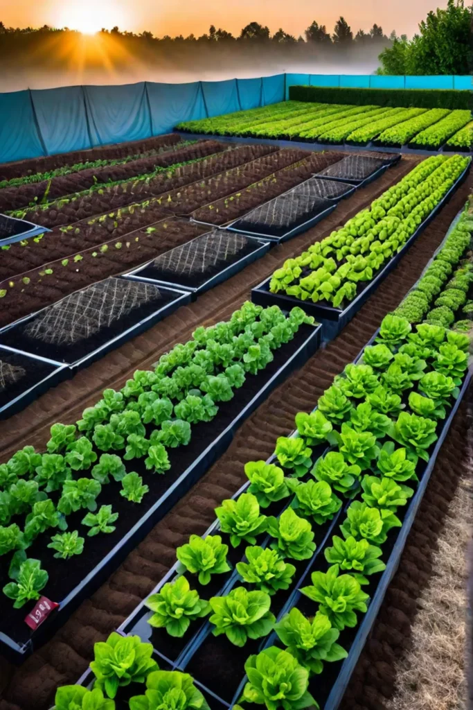 Organized vegetable garden with raised beds and crop rotation