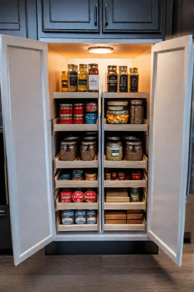 Pantry cabinet with pullout drawers and lazy Susan
