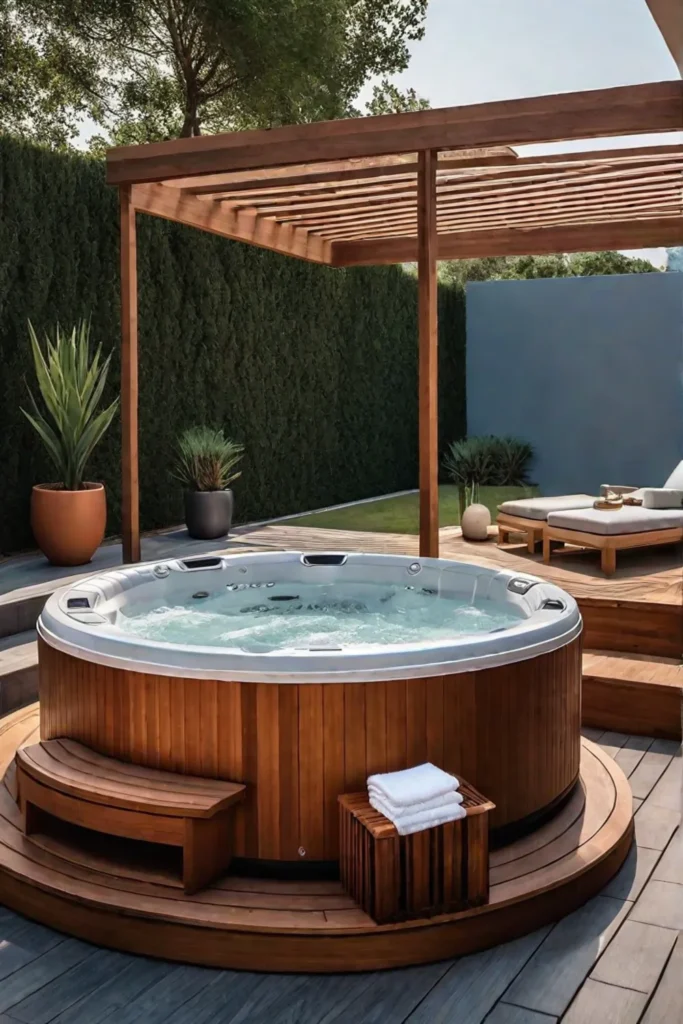 Patio with hot tub or spa for relaxation