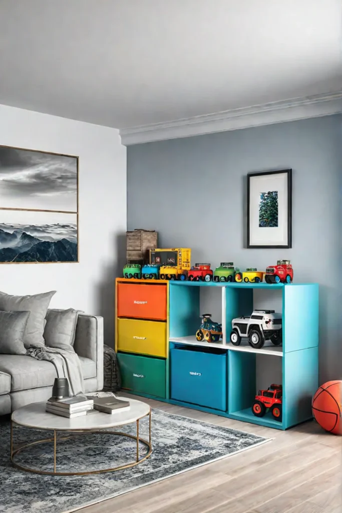 Playroom with colorful toy chests