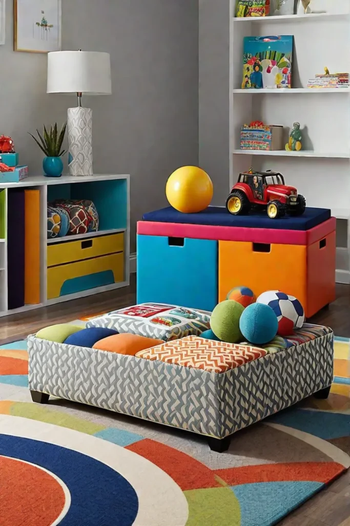 Playroom with storage ottoman