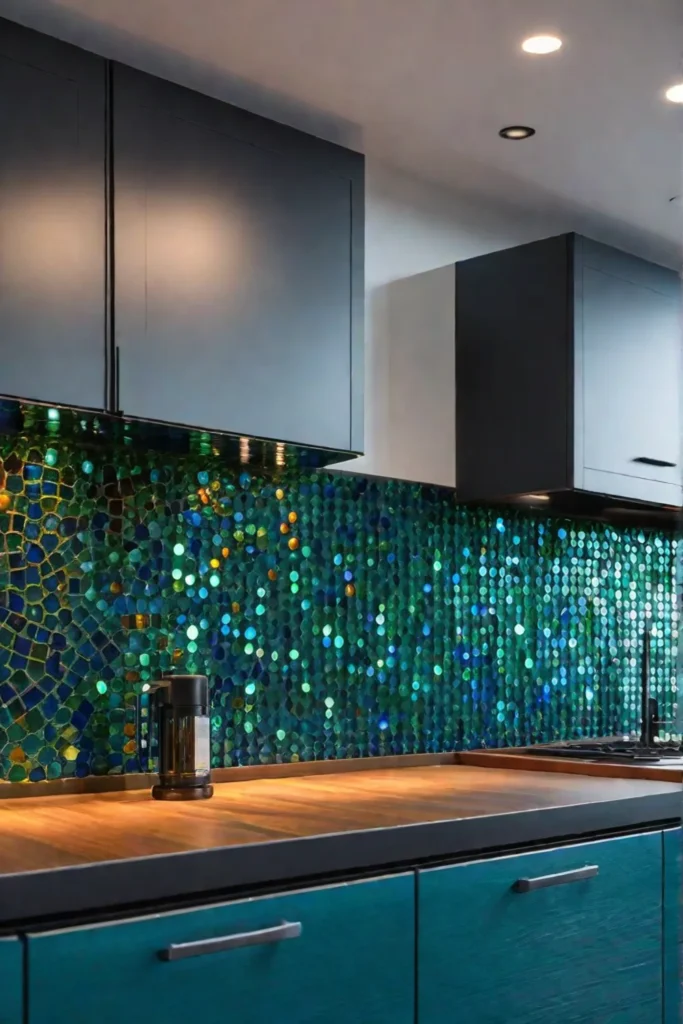Recycled glass countertop with vibrant colors