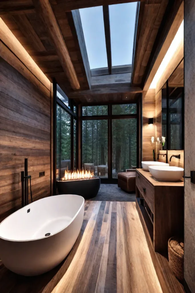 Rustic lodgeinspired small bathroom