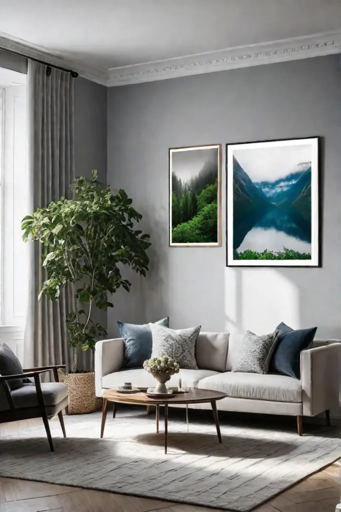 Scandinavian wall decor in a living room