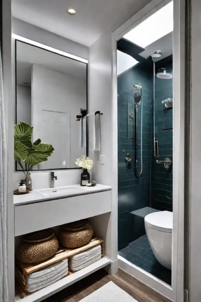 Small bathroom with multifunctional furniture