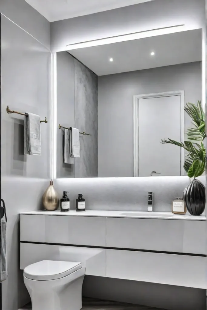 Small bathroom with spacesaving features