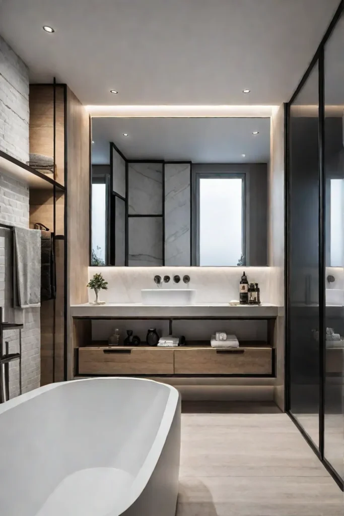 Small modern bathroom with floating vanity