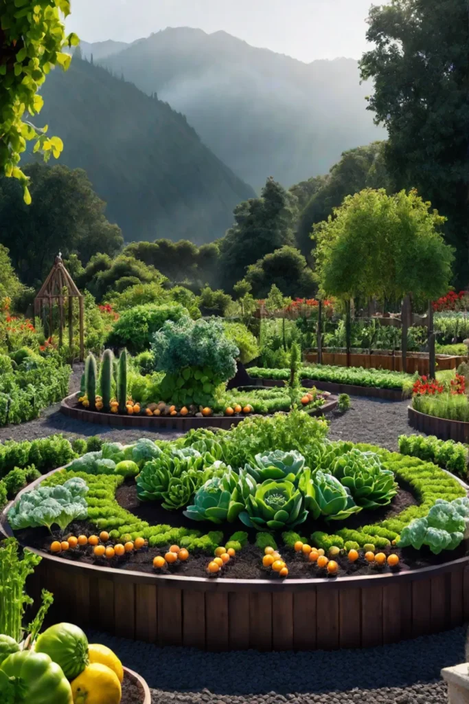 Spiral raised bed vegetable garden