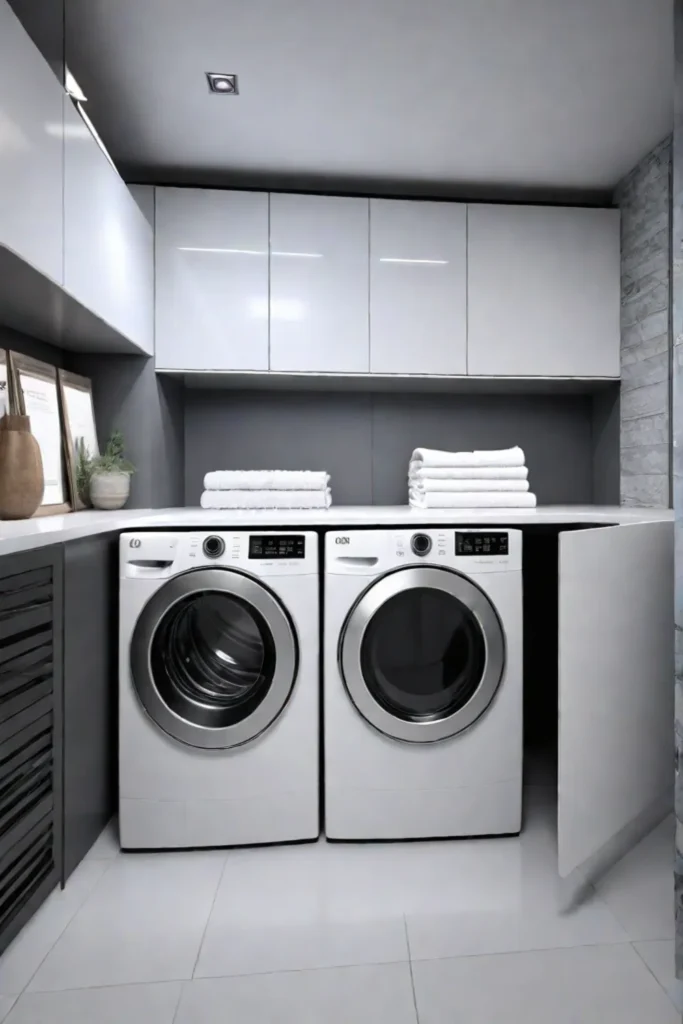 Stylish laundry room storage cabinet for organization and visual appeal