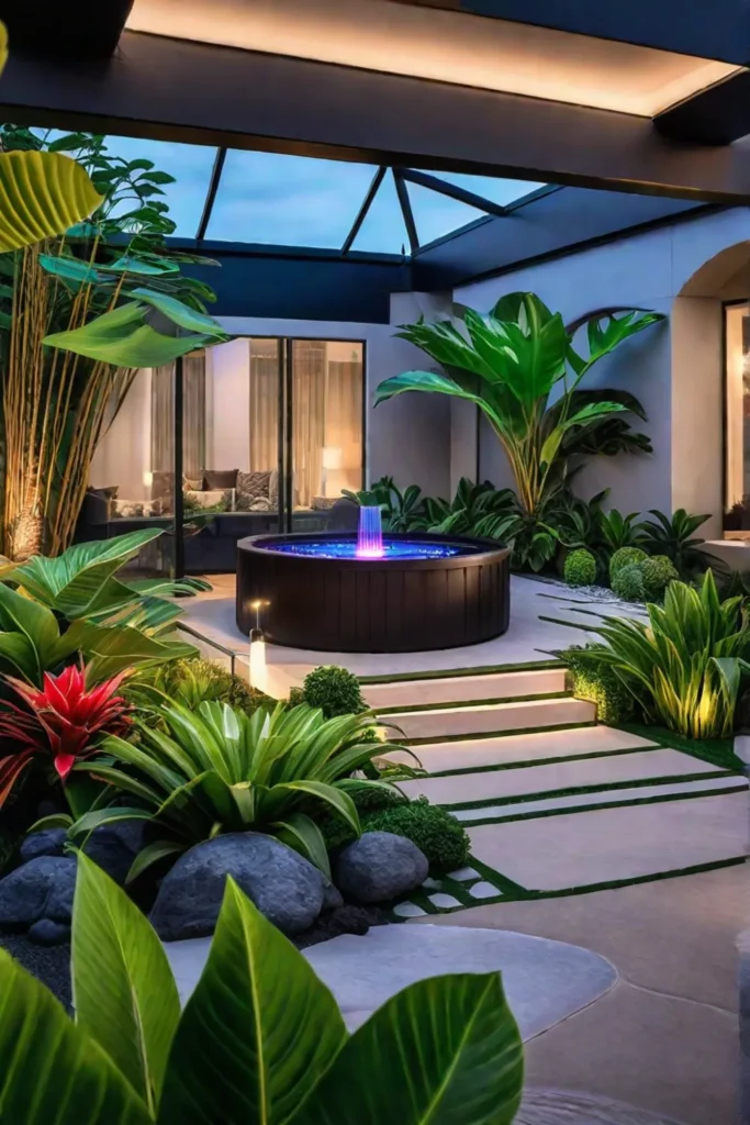 Tropicalthemed backyard patio