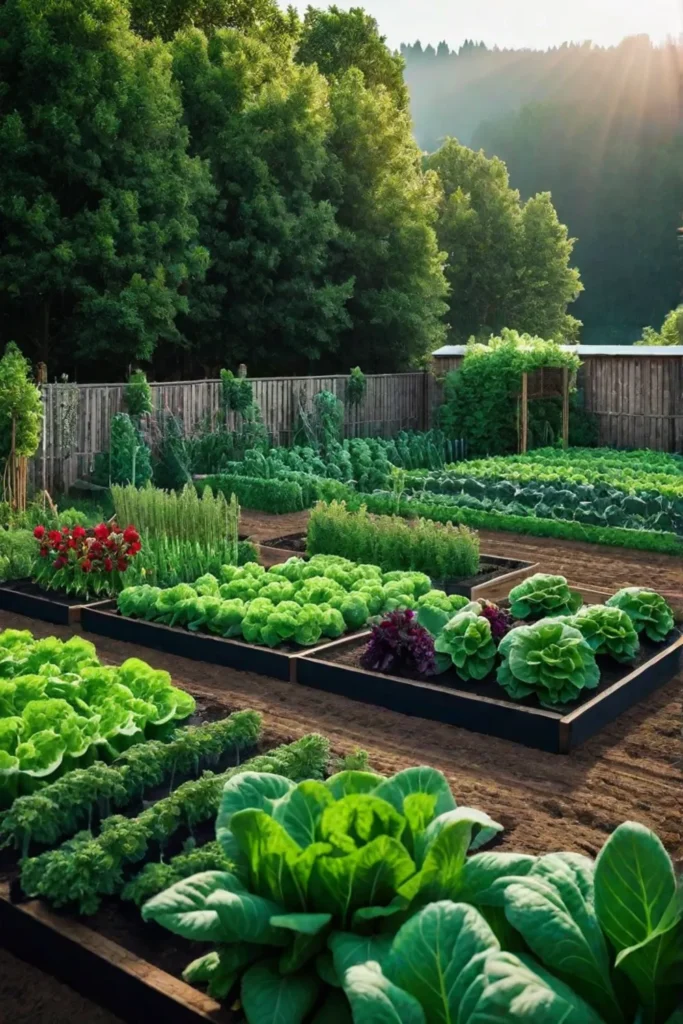 Vegetable garden with companion planting