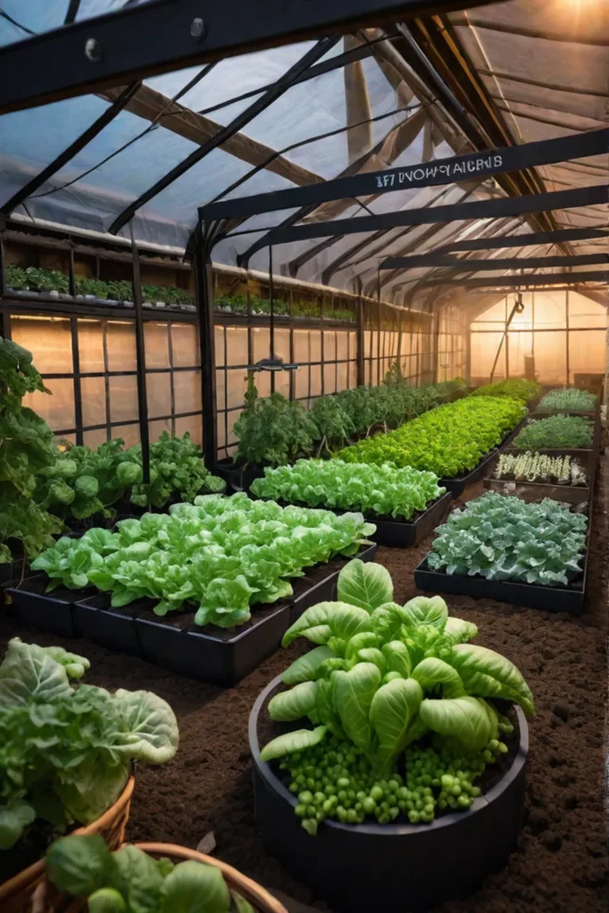 Vegetable garden with grow lights