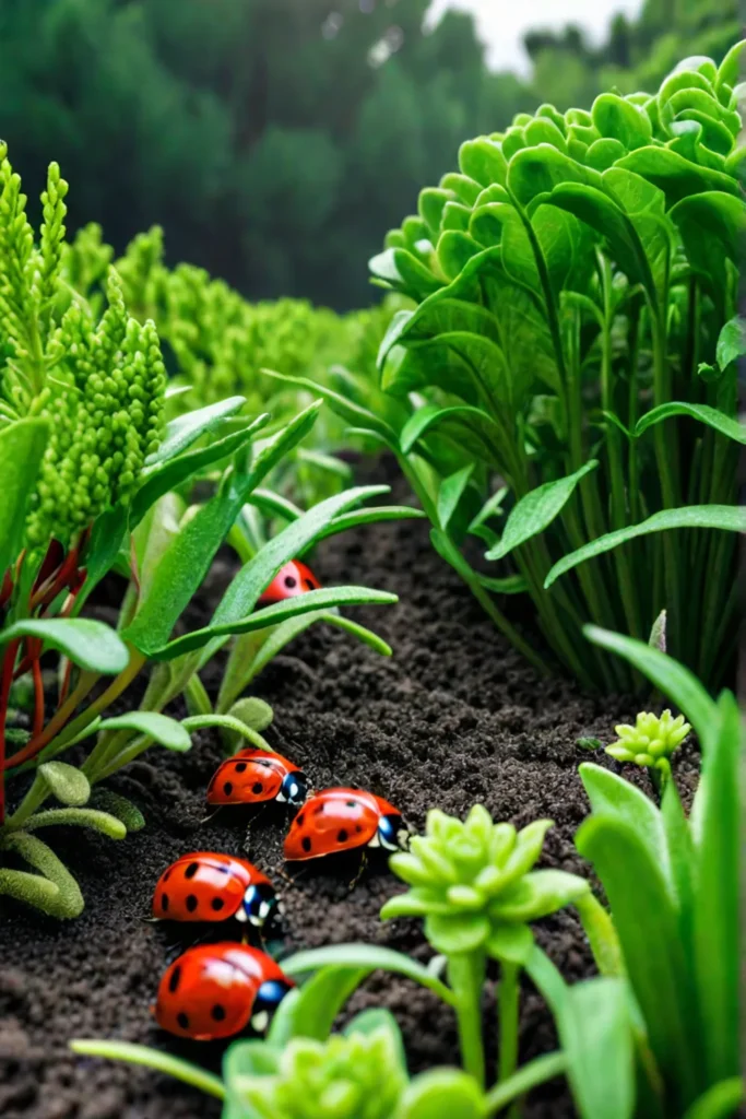 Vegetable garden with integrated pest management techniques