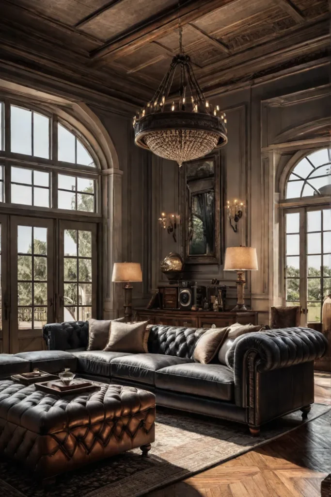 Vintageinspired living room with antique art