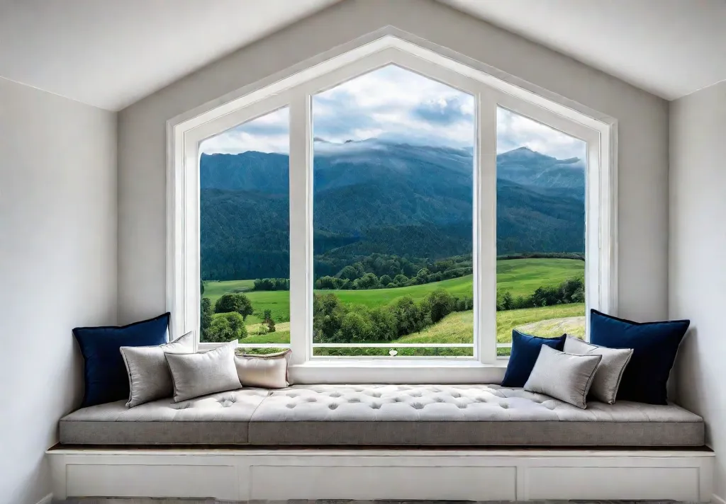 A bright and airy reading nook nestled into a window seat bathedfeat