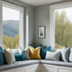 A cozy bay window seat with builtin storage plush cushions and largefeat